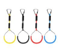 ZAICOLER Children Colorful Swing Gymnastic Ring Set for Outdoor Play, Develop Upper Body Strength & Coordination, 4PCS Included, Red Blue Yellow Black, 120KG Bearing Capacity