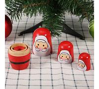 ZAICOLER Christmas Handpainted Wooden Matryoshka Dolls Nesting Set for Home Decoration, Wood Material for Kids Toy, Atmosphere, 5pcs XS-L Wooden Santas Claus Matryoshka Dolls