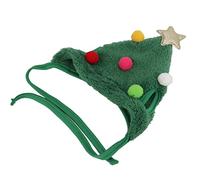 ZAICOLER Christmas Pet Hat for Festive Dogs and Cats Cute Adjustable Winter Headwear Soft Plush Material Ideal for Holiday Parties (Green)