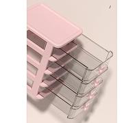ZAICOLER Desk Storage Box, Multi Tier Plastic Drawer Organizer, Large Capacity Transparent Box with Bunny Handle for Book, Pen & Office Supplies (Pink, 5 Tier(13.4x17x26cm))