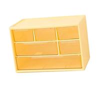 ZAICOLER Desktop Drawer Storage Box with 6 Grids for Organization of Jewelry and Accessories Made of Durable Plastic 11 X 17.5 X 9.5cm (Yellow)