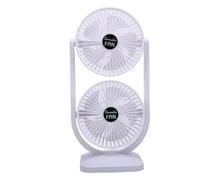 ZAICOLER Double Head Desk Fan USB Rechargeable 3 Speed Electric Floor Fan White Ideal for Home Office Dorm Use Built-in 3000mAh Battery