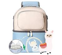 ZAICOLER Dual Function Breastmilk Transport Bag Hot Cold Insulation Lunchbox Backpack for Milk Bottle Storage Nylon EVA 9.45 X 6.69 X 11.81in (Beige Sky Blue)