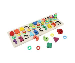 ZAICOLER Educational 3in1 Wooden Pairing Shape Colorful Digital Classification Learning Toy for Early Development Children