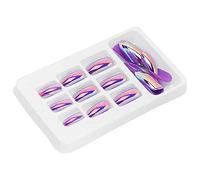 ZAICOLER Fashionable Full Cover False Nails Set Trim the Length and Shape Bright Color Nails for Parties and Daily Life 24pcs (#2)