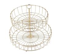 ZAICOLER Golden Round 2 Tier Fruit Iron Basket Stand, Wear Resistant Snack Shelf for Banquet & Party, 30.3cm Diameter X 27cm Height