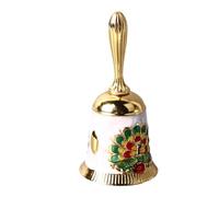 ZAICOLER Hand Bell Vintage Brass Exquisite Carved Pattern for Wedding Dinner Party School 1 Unit (Gold with Colorful White)