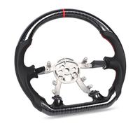 ZAICOLER Hydro Dip Steering Wheel, Carbon Fiber Style Perforated Leather Flat Bottom Design with Red Stitching, Replacement for 1997 2004