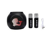 ZAICOLER Karaoke Machine, 2.4G Wireless Bluetooth Speaker with 2 Microphones, Full Frequency Speakers and Bass Enhancement LED Lights, for Home Party Camping and Outdoor Singing (Black)