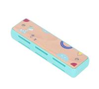 ZAICOLER Kids Harmonica 16 Hole Educational Musical Instrument for Beginners Compact Beech Wood Travel Toy (Blue)