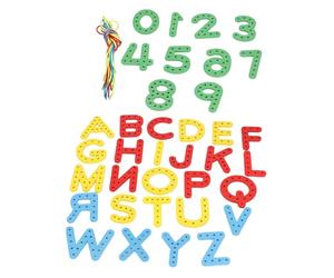 ZAICOLER Lacing Alphabet Educational Fine Motor Skills Toy for Boys Girls, Interactive Learning Toy for Preschool Kids, Wood Material
