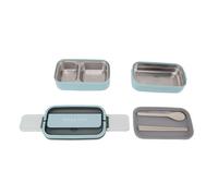 ZAICOLER Large Capacity Lunch Box Double Layer Stainless Steel Portable Lunch Box for School 1400ml (Blue)