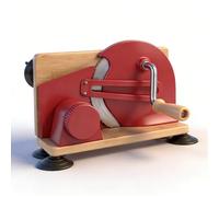 ZAICOLER Manual Bread Cutter Adjustable Thickness Uniform Cutting Ergonomic Handle Sourdough Hand Crank Slicing Tool with Stainless Steel Composite Wood for Various of Bread (Red)