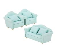 ZAICOLER Mini Doll House Plaid Sofa Set Exquisite 1:12 Furniture Toy for Living Room Decor Matcha Color Handmade Wood 3Pcs (Matcha Green)