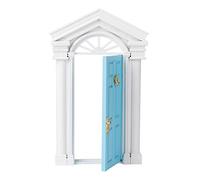 ZAICOLER Mini Fairy Wood Birch Door 1:12 Dollhouse Accessory with Luxurious Shape and Fine Workmanship for European-Style House Decor (Blue)