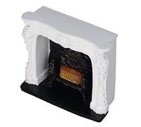 ZAICOLER Miniature LED Fireplace Portable Rococo Decor for Dollhouse 1:12 Scale Resin Material