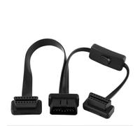ZAICOLER OBD2 Flat Extension Cable Switchable Signal Splitter with 16 Pin Male 2x Female 16 Pin J-1962 Black 1 Pack 12.6" OBD2 Cable Adapter for Car Garage Professionals