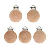 ZAICOLER Pacifier Clips, Pacifier 5PCS 3CM Baby Pacifier Wooden Clips Infant Soother Holder Silicone Pacifier No Holes Beech Wood