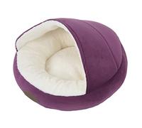 ZAICOLER Pets Comfortable Plush Shell Shaped Pet for Small Dogs Cats, Winter Warmth Semi Enclosed Cat Bed, Suitable for Maltese, Terrier, Chihuahua, Pomeranian, 12.6x13.8x7.1in (purple hardtop)