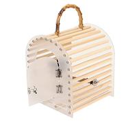 ZAICOLER Portable Circular Arc Bird Cage Escape Proof Acrylic Travel Carrier for Bird, Non Slip Handle for Children, Transparent, Small, 10.6x10.2x11.8in
