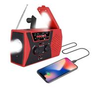 ZAICOLER Portable Solar Hand Crank Emergency Radios for Hurricane Survival and Outdoor Camping Noaa Am Fm Wb Weather Alert 2000MAH Power Bank for Phone Charging,3 Mode LED Flashlight (Red)