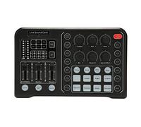 ZAICOLER Professional Live Sound Card Noise Reduction Plug and Play, Voice Changer Sound Mixer Board with Intelligent Noise Cancellation, Ideal for Karaoke Live Streaming Recording, Black