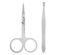 ZAICOLER Professional Nose Hair Clipper Set Curved and Rounded Stainless Steel Scissors with Tweezers for Travel