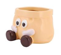 ZAICOLER Resin Succulents Pot, Sturdy Lightweight Decorative Planter, Cute Plant Pot with Drainage, Ideal for Ornament, Entryway Key Storage, Indoor & Outdoor Use (Yellow)