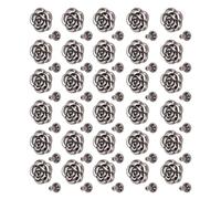 ZAICOLER Rivet Stud Set Antique Silver 30 Pieces Decorative Metal Fasteners for Leather Crafts and Clothing 14mm Camellia Flower Design