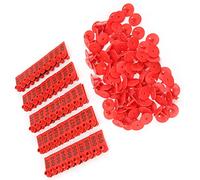 ZAICOLER Sheep Cattle Ear Tag Indentification Card 100 Pack for Livestock Management, Clear Numbers, Meat Isolation, Plastic Material (100 X Ear Tag Head100 X Buckle) (100 Words in red)