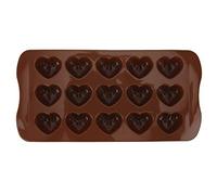 ZAICOLER Silicone Chocolate Mold Non-Stick 15 Holes Heart Shape DIY Chocolate Making Tool for Baking 7.9x3.9in 100% Food Grade Silicone (.(red))