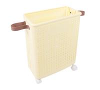 ZAICOLER Space Saving Slim Laundry Basket Foldable Sturdy PP Plastic Dirty Clothes Hamper for Bedroom Organization Cream White 1 Laundry Basket (With wheels)