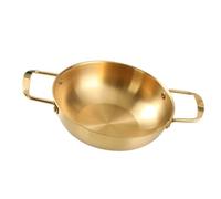 ZAICOLER Stainless Steel Korean Ramen Cooking Pot Fast Heating Soup Hot Pot for Small Group Stainless Steel Noodle Cooker for Seafood 14.82oz (18cm/7.1in (Golden Color))