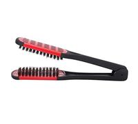 ZAICOLER Straightening Comb, Professional Straightening Brush Double Sided Beard Clamp Brush Beard Hair Styling Tool for Smooth Grooming (Red Black)
