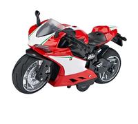ZAICOLER Toy Motorcycle Model 1:14 Scale, Exquisite Alloy and Plastic Pull Back Motorcycle with Sound and Light for Kids, Fun Playing Experience, Great Gift (Red)