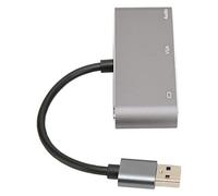 ZAICOLER USB3.0 High Definition Multimedia Interface VGA Adapter 1080P Split Screen for Mac Silver Gray 3 In1 Hub