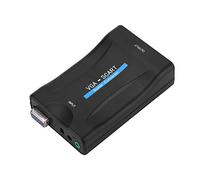 ZAICOLER VGA to SCART Video Audio Converter Adapter USB Plug and Play for TV with SCART Interface Mini Lightweight Portable for Home Entertainment