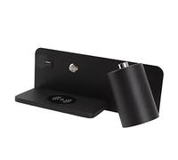 ZAICOLER Wall Light USB Charging Port Adjustable Lamp Holder Wireless Charging for Living Room Bedroom 85-265V Iron (Black Right)