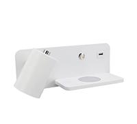 ZAICOLER Wall Light USB Charging Port Adjustable Lamp Holder Wireless Charging for Living Room Bedroom 85-265V Iron (White Left)