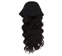 ZAICOLER Women's Detachable Black Brown Curly Wavy Hat Wig for Daily Party Use, Sunscreen Breathable Fisherman Cap for Any Skin Tone