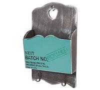 ZAICOLER Wood Letter Rack Key Holder Wall Storage Retro Home Decoration for Bedroom Living Room for Letters Postcards Newspapers 7.1x2.6x11.4inch Red (W186503 Letter Hook-Blue)