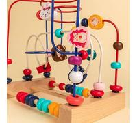 ZAICOLER Wooden Bead Roller Coaster Educational Circle Toy Enhancing Color Cognition, Coordination Exercise for Kids, Baby Bead Maze Toy for Spatial Awareness, Toddler Roller Coaster (Animal Pattern)