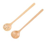 ZAICOLER Wooden Spoon Japanese Style Durable Long Handle for Kitchen Serving, 2 Pcs Small Thin Beech Wood Spoon for Cooking Utensils, Mom, Grandma for Christmas, Easter, 1.8 X 10.8in