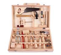 ZAICOLER Wooden Tool Set for Kids Educational Construction Toys Portable Storage Box Eucalyptus Pine Wood 36.5x22x7.5 Cm