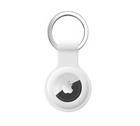 Zaid Leather Keyring Case Compatible with Apple Air-Tag - Protective Holder Cover for Air-Tag Tracker, Air-tag Key Ring for Dog Collar (White)
