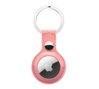 Zaid Leather Keyring Case Compatible with Apple Air-Tag - Protective Leather Cover Holder for Air-Tag Tracker, Air-tag Key Ring for Dog Collar (Pink)