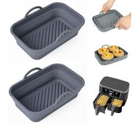 Zaid Silicone Air Fryer Liners, Dual Pack of 2, Reusable for Ninja Air Fryer Accessories, Airfryer Liners for Ninja Dual Air Fryer