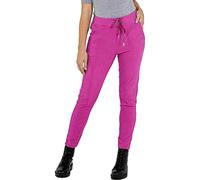 Zaif & Hari Ladies Italian Drawstring Stretch Magic Trousers Womens Crushed Casual Leggings Look Joggers Pants Fuchsia M/L