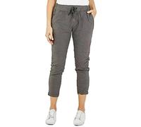 Zaif & Hari Ladies Italian Drawstring Stretch Magic Trousers Womens Crushed Casual Leggings Look Joggers Pants Dark Grey M/L