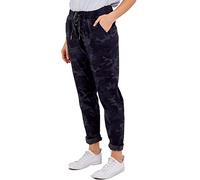 Zaif & Hari Ladies Italian Stretch New Camouflage Army Print Trouser Magic Joggers Pant 8-22 (16-18, Navy)